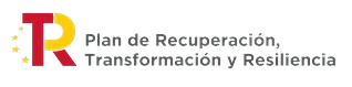 Logo del plan de recuperación, transformación y resiliencia en blanco